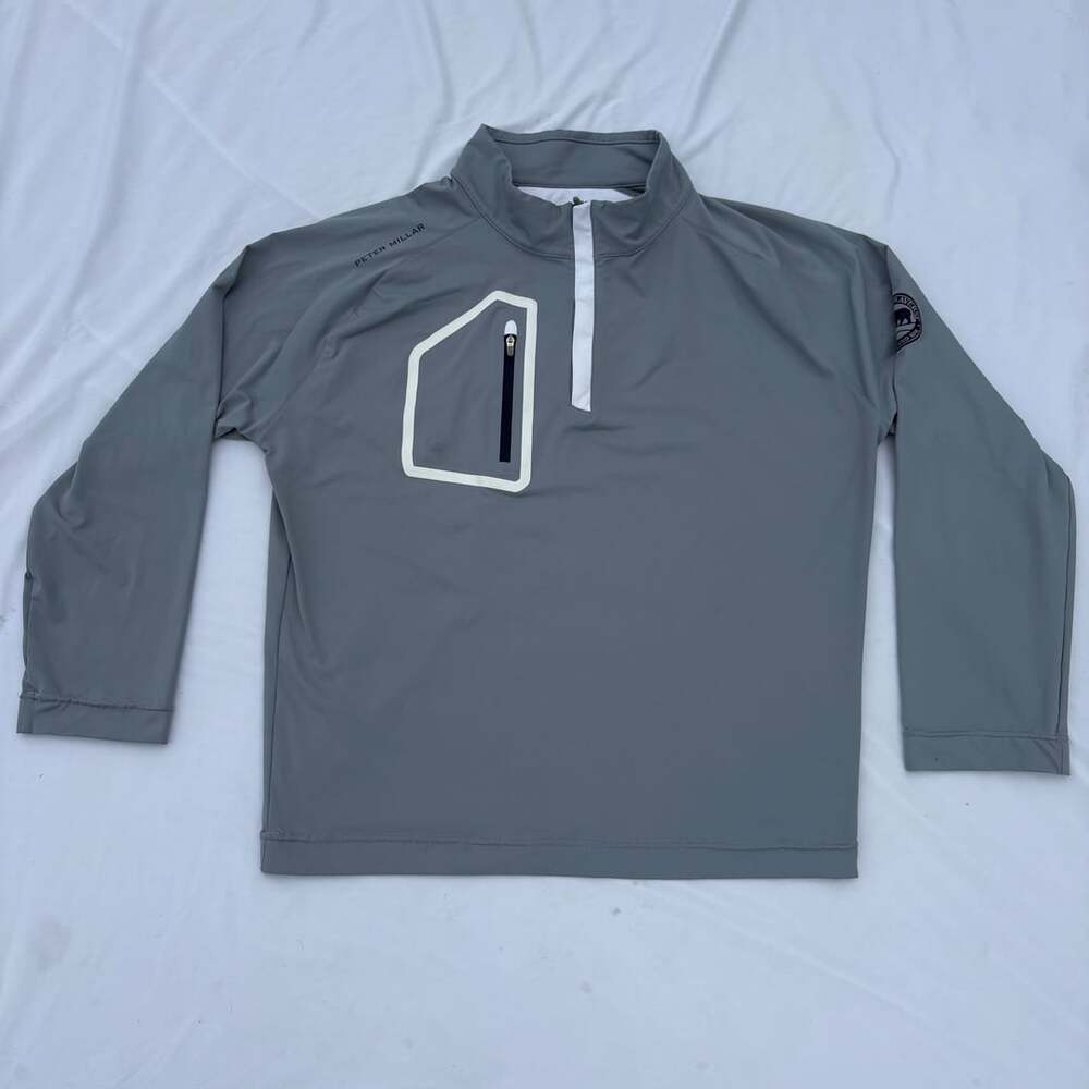 Peter Millar Crown Sport Forge Performance Quarter-Zip Gray Grand Traverse Golf